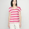 Vero Moda Vmwide Stripe – T-Shirt Imprimé – Snow White/Pink Yarrow site pas cher 17