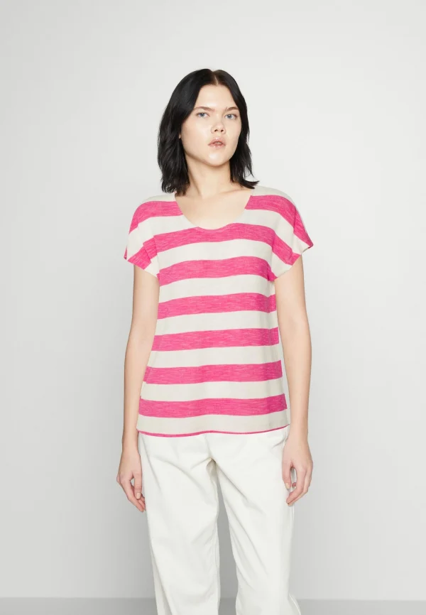 Vero Moda Vmwide Stripe – T-Shirt Imprimé – Snow White/Pink Yarrow site pas cher 1