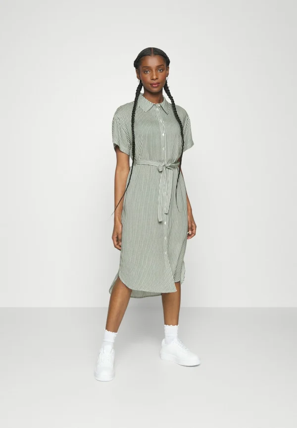 Vero Moda Petite Vmbumpy Calf Shirt Dress – Robe Chemise – Snow White/Laurel Wreath boutique pas cher 3