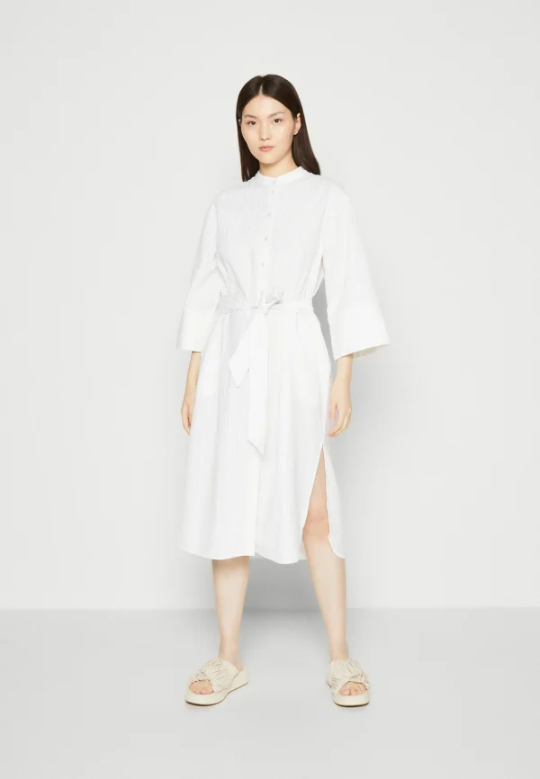 Selected Femme Slfrosalia Midi Shirt Dress – Robe Chemise – Snow White site soldes 1