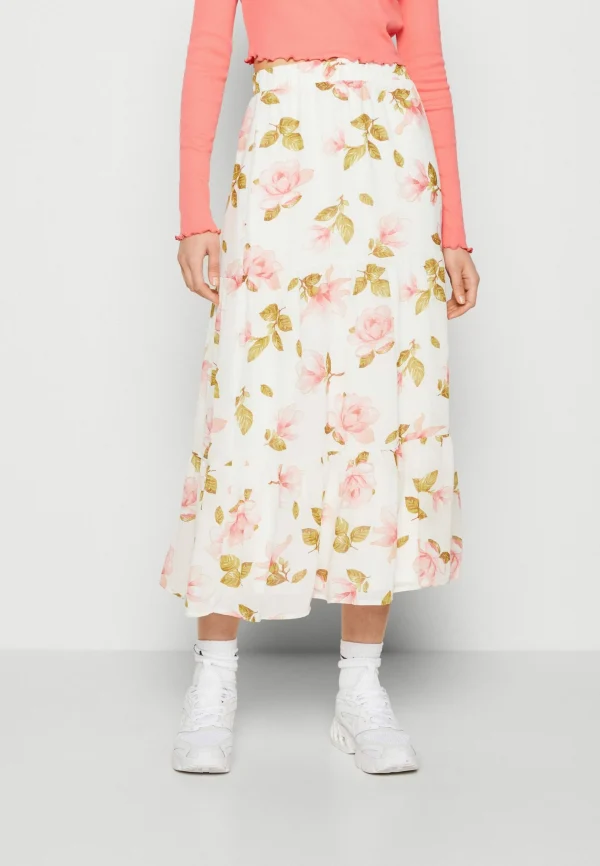 Top ventes Vila Vimilina Flower Midi Skirt – Jupe Trapèze – Snow White 1