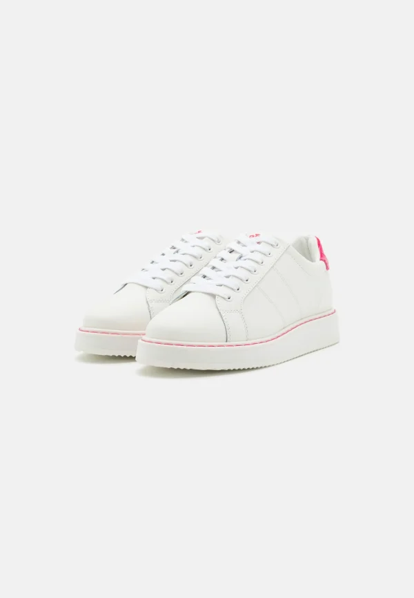 boutique pas cher Lauren Ralph Lauren Angeline – Baskets Basses – Snow White/Sport Pink 4