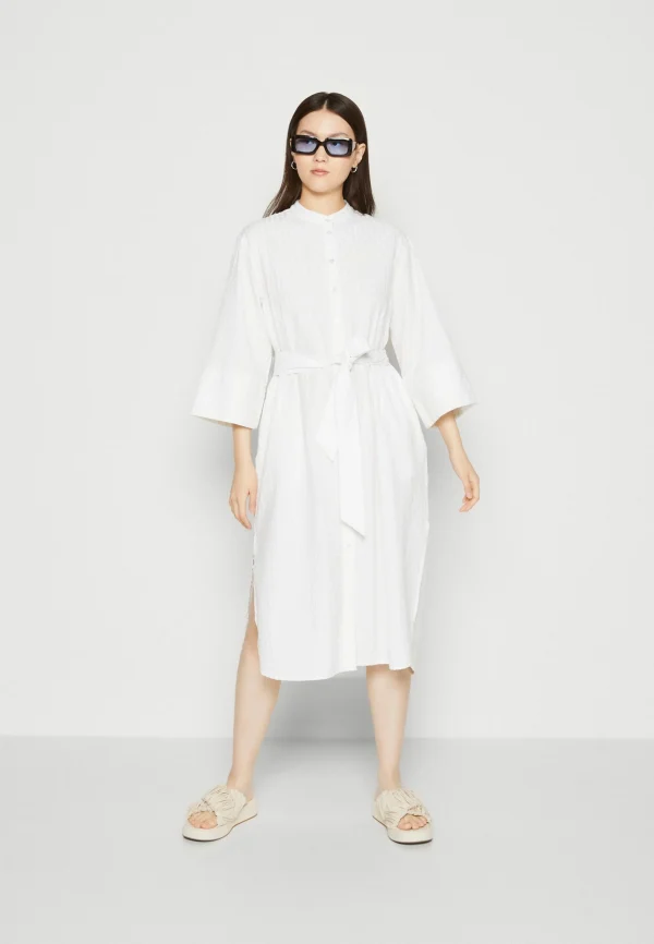 Selected Femme Slfrosalia Midi Shirt Dress – Robe Chemise – Snow White site soldes 3