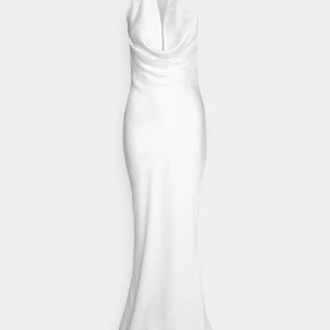 l'unique style Norma Kamali Halter Drape Bias Gown – Robe De Cocktail – Snow White 19