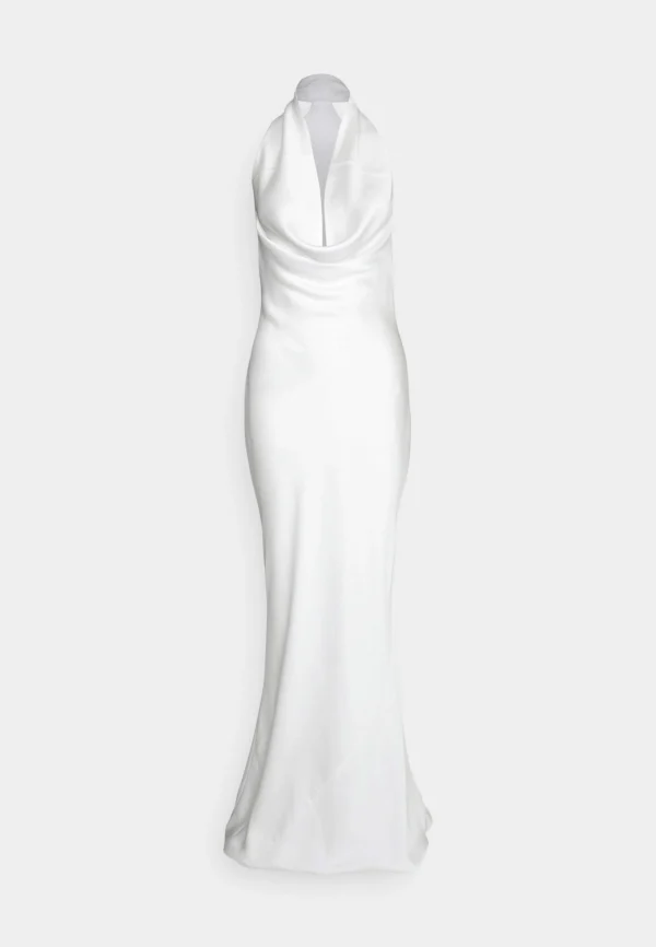 l'unique style Norma Kamali Halter Drape Bias Gown – Robe De Cocktail – Snow White 7