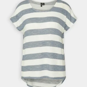 vente luxe pas cher Vero Moda Vmwide Stripe – T-Shirt Imprimé – China Blue/Snow White 14