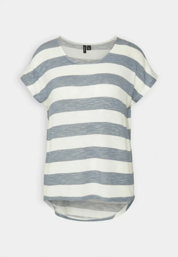 vente luxe pas cher Vero Moda Vmwide Stripe – T-Shirt Imprimé – China Blue/Snow White 5