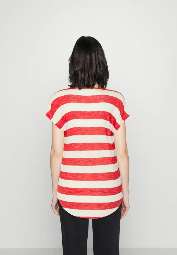 Vero Moda Vmwide Stripe – T-Shirt Imprimé – Goji Berry/Snow White achat pas cher 4