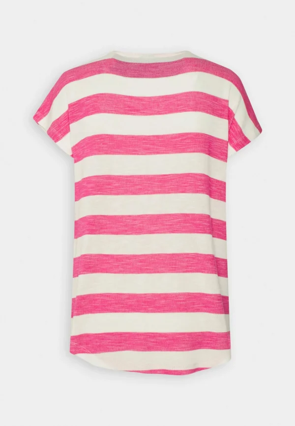 Vero Moda Vmwide Stripe – T-Shirt Imprimé – Snow White/Pink Yarrow site pas cher 7