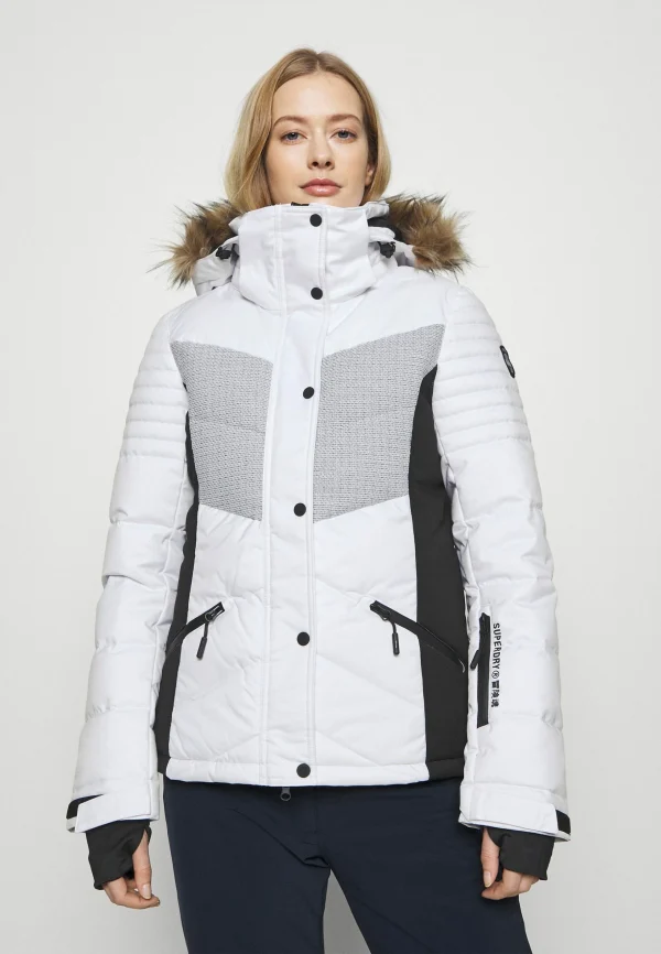 Superdry Snow Luxe Puffer – Veste De Ski – White vente à bas prix 1