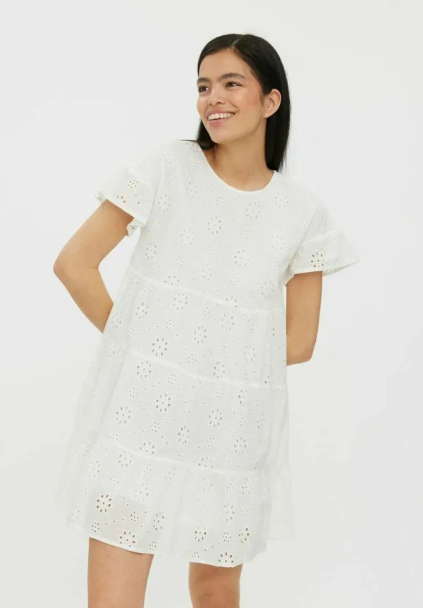 de garantie authentique Vero Moda Mit Kurzen Ärmeln Broderie Anglaise – Robe De Jour – Snow White 1