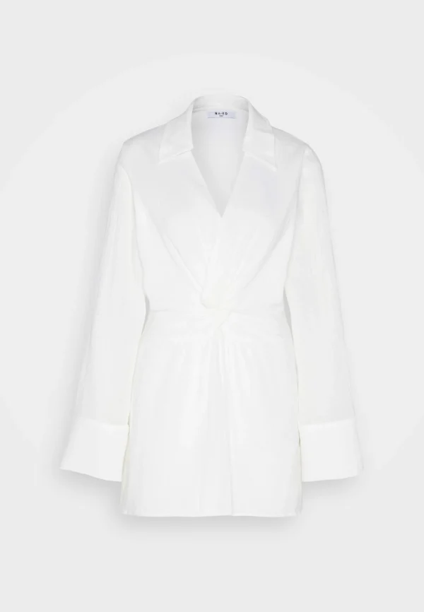 à prix réduits NA-KD Stephsa X Na_Kd Twisted Detail Shirt Dress – Robe De Soirée – Snow White 6