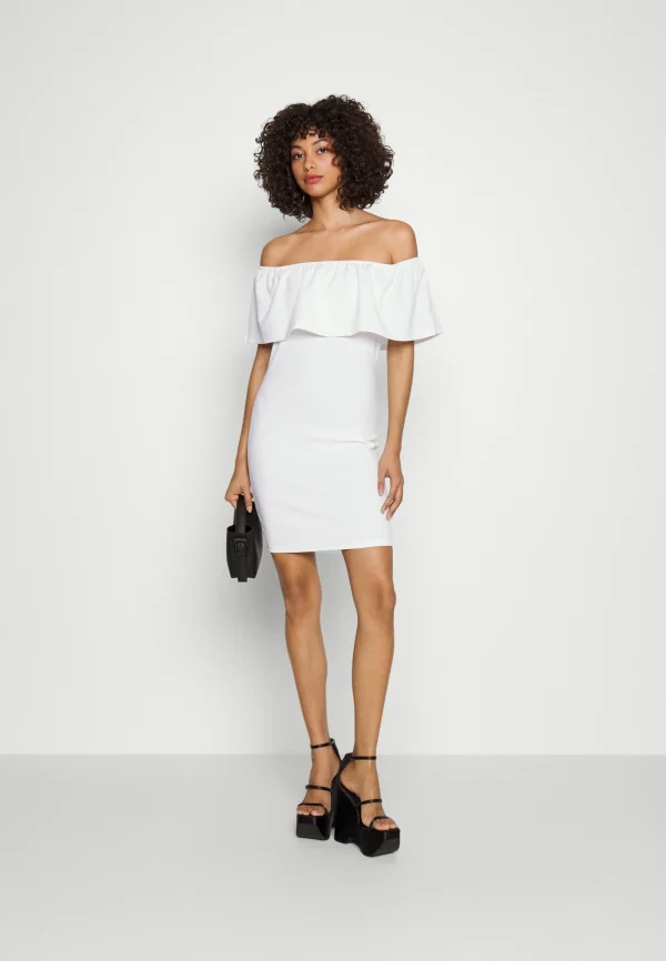 magasin paris Vero Moda Vmdorty Off Shoulder Short Dress – Robe En Jersey – Snow White 3