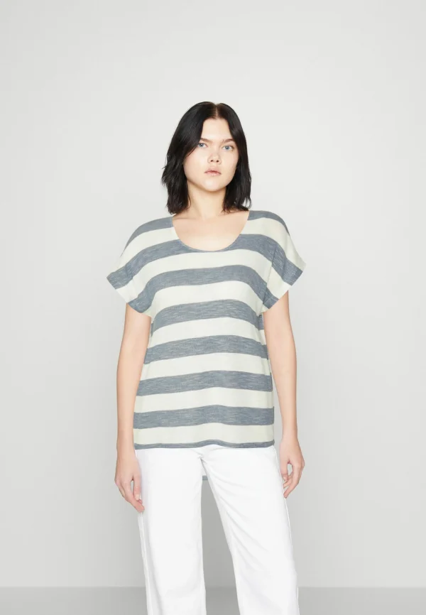 vente luxe pas cher Vero Moda Vmwide Stripe – T-Shirt Imprimé – China Blue/Snow White 1