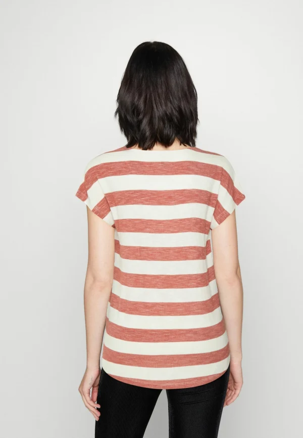 Vero Moda Vmwide Stripe – T-Shirt Imprimé – Marsala/Snow White magasin pour 4