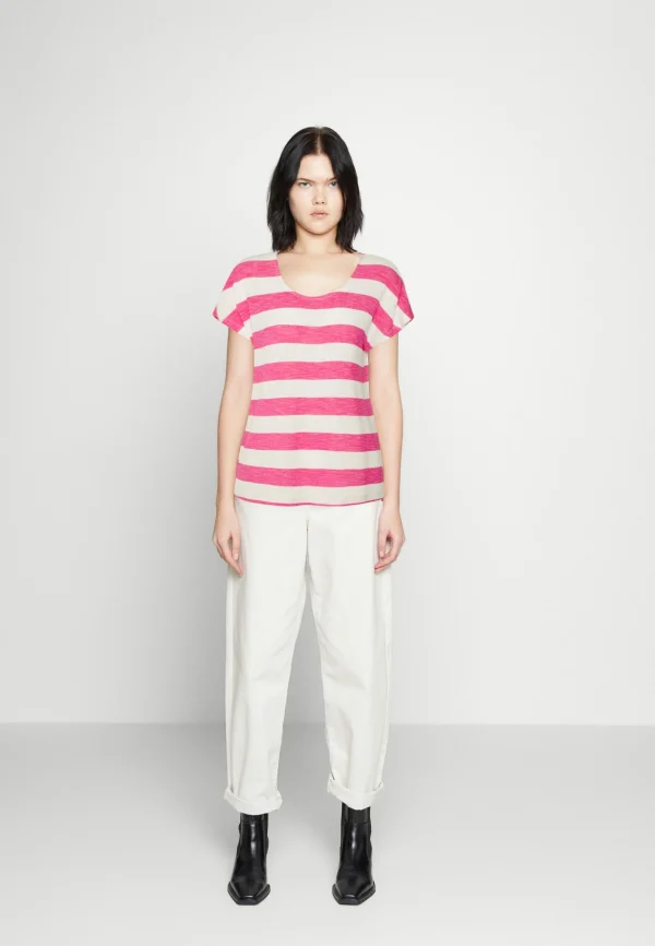 Vero Moda Vmwide Stripe – T-Shirt Imprimé – Snow White/Pink Yarrow site pas cher 3