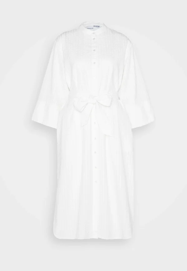 Selected Femme Slfrosalia Midi Shirt Dress – Robe Chemise – Snow White site soldes 6