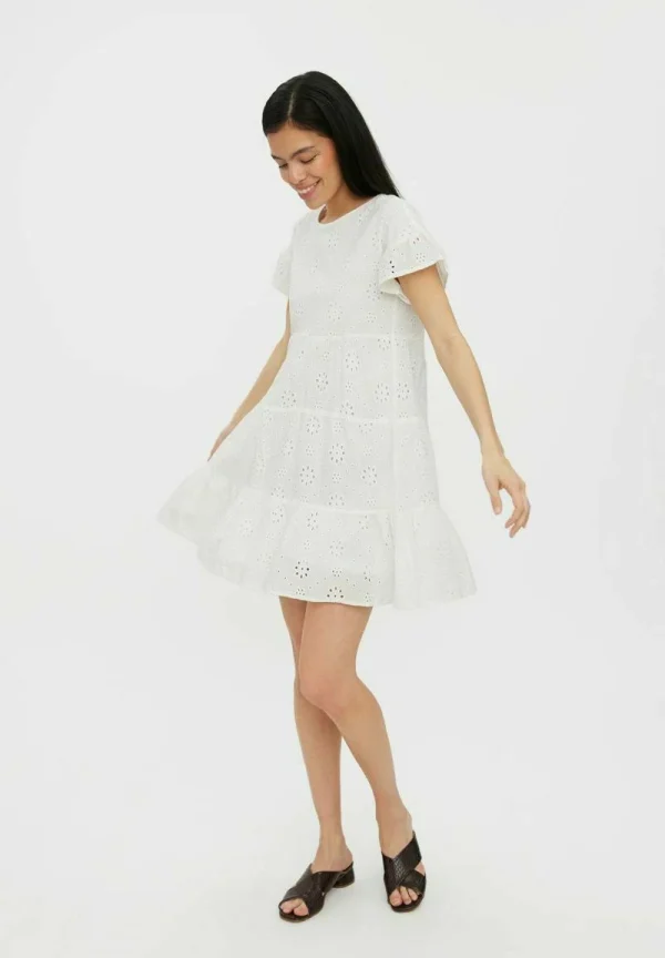 de garantie authentique Vero Moda Mit Kurzen Ärmeln Broderie Anglaise – Robe De Jour – Snow White 3