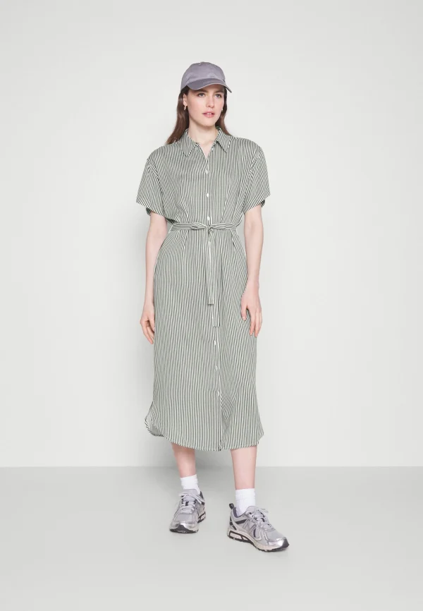 Vero Moda Tall Vmbumpy Calf Shirt Dress – Robe Chemise – Snow White/India Ink garantis authentique 3