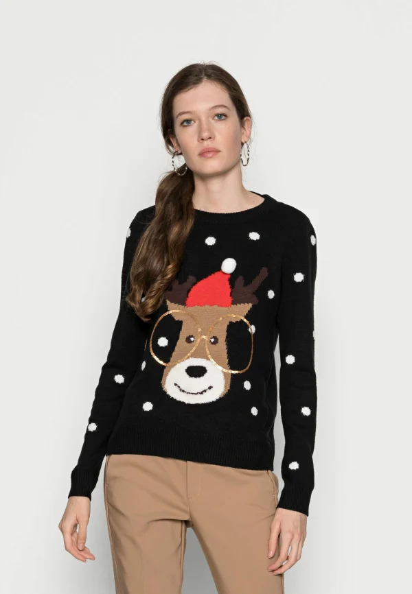 Vero Moda Vmtinsel O-Neck Xmas – Pullover – Black/Snow White/Sepia Tint/Chocolate Plum/Chinese Red/Gold soldes pas cher 1