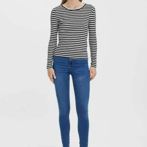 marques pas cher Vero Moda Mit Langen Ärmeln Gestreiftes – Pullover – Snow White 9