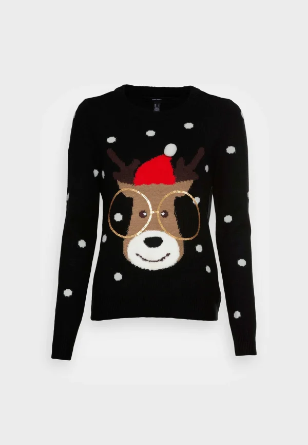 Vero Moda Vmtinsel O-Neck Xmas – Pullover – Black/Snow White/Sepia Tint/Chocolate Plum/Chinese Red/Gold soldes pas cher 5