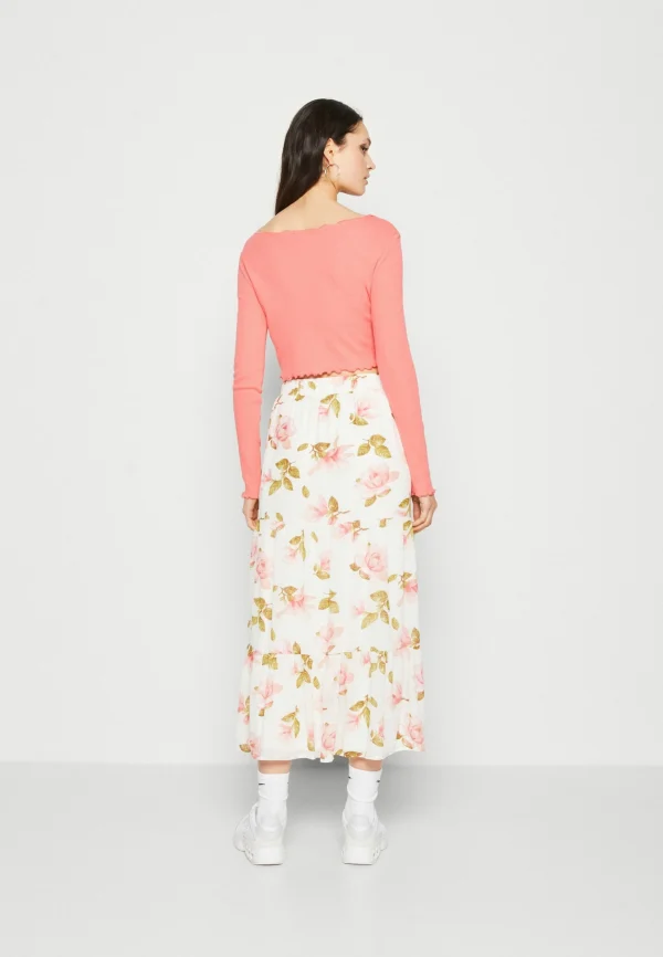 Top ventes Vila Vimilina Flower Midi Skirt – Jupe Trapèze – Snow White 4