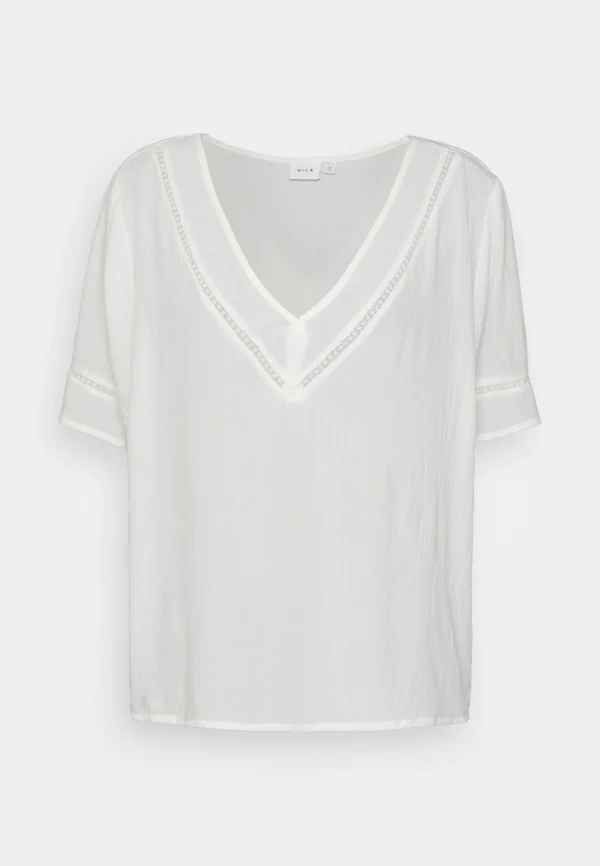 soldes pas cher Vila Vimesa Detail V Neck – T-Shirt Imprimé – Snow White 1