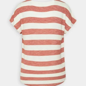 Vero Moda Vmwide Stripe – T-Shirt Imprimé – Marsala/Snow White magasin pour 18