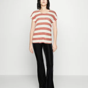 Vero Moda Vmwide Stripe – T-Shirt Imprimé – Marsala/Snow White magasin pour 10