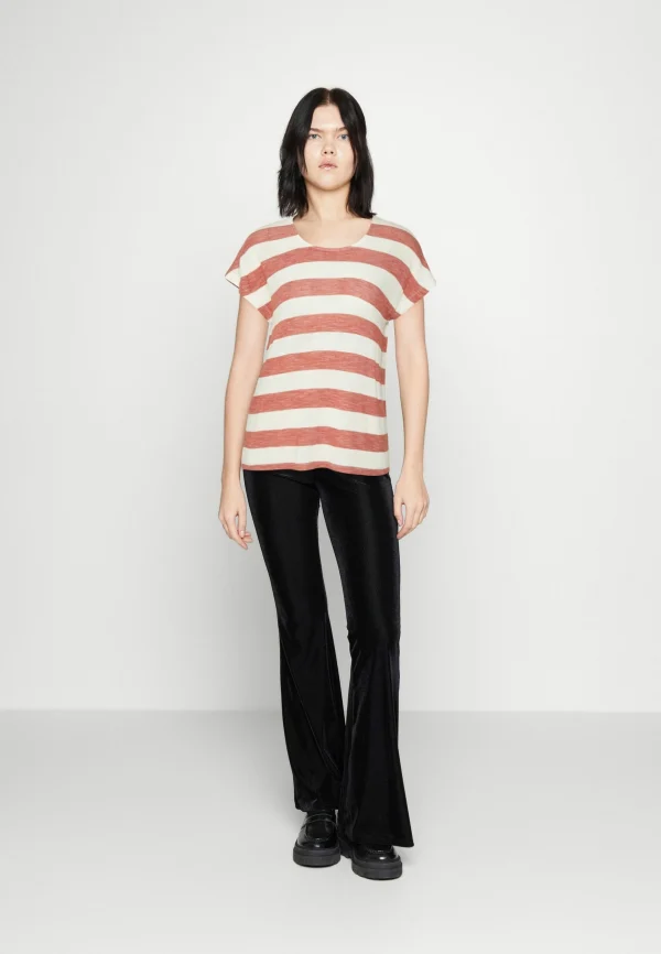 Vero Moda Vmwide Stripe – T-Shirt Imprimé – Marsala/Snow White magasin pour 3