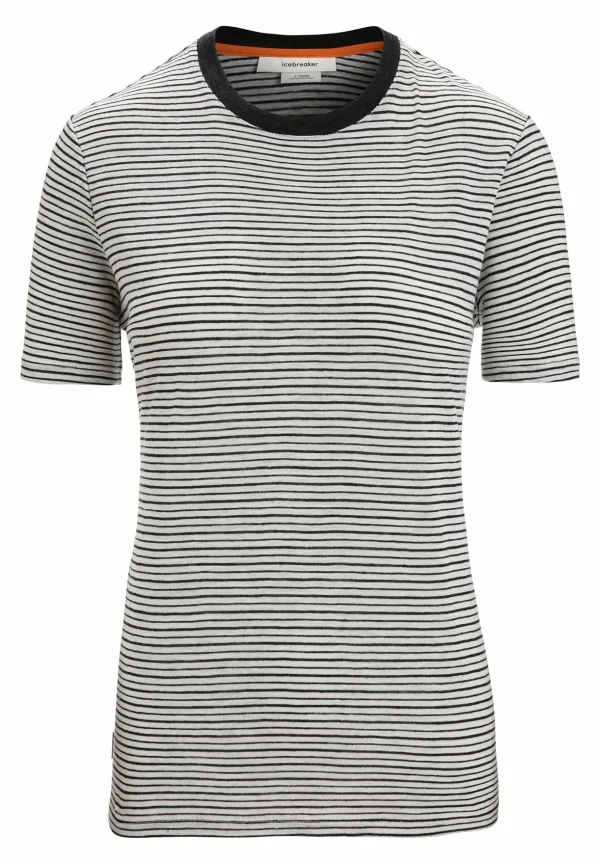 magasin en ligne france Icebreaker Ss Tee Stripe – T-Shirt Imprimé – Snow Black S 1