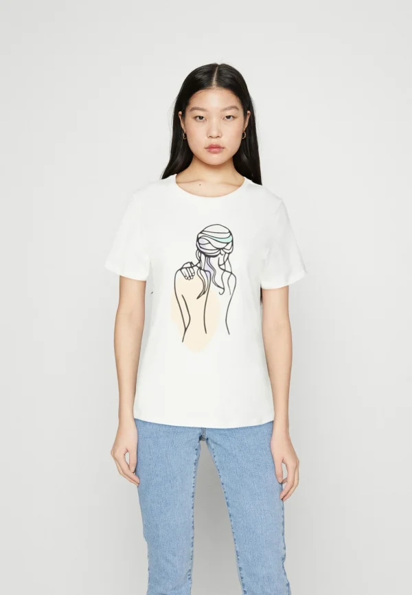 achat pas cher Vila Vivulkana – T-Shirt Imprimé – Snow White 1