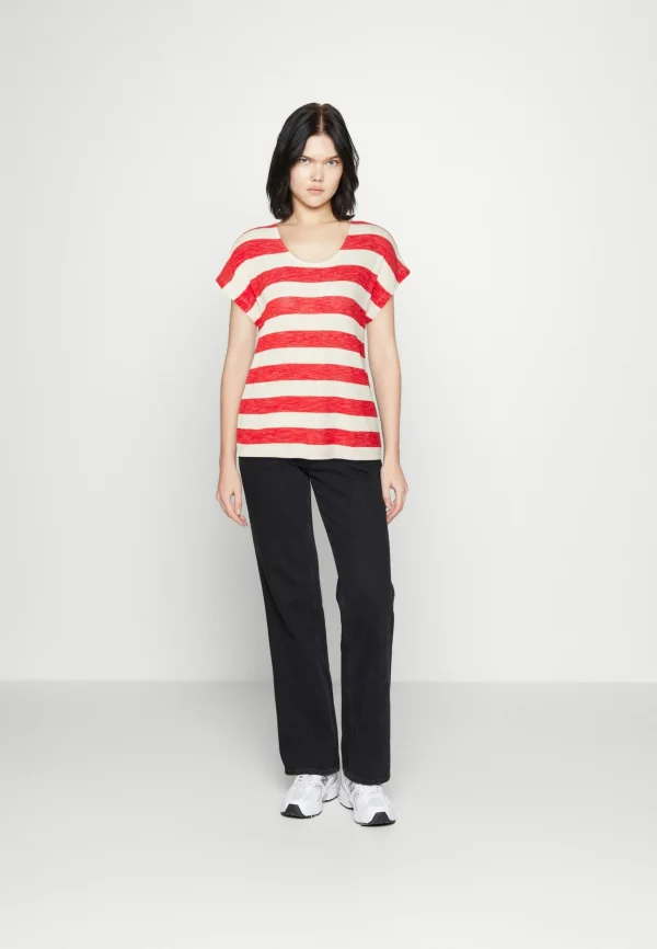 Vero Moda Vmwide Stripe – T-Shirt Imprimé – Goji Berry/Snow White achat pas cher 3