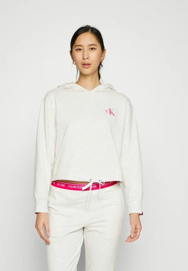 soldes officiel CALVIN KLEIN UNDERWEAR One Lounge Hoodie – Haut De Pyjama – Snow Heather 1