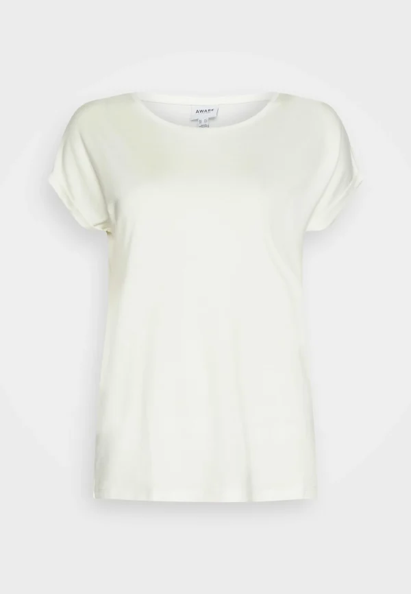 Vero Moda Tall Vmava Plain Top – T-Shirt Basique – Snow White soldes en ligne 1