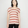 Vero Moda Vmwide Stripe – T-Shirt Imprimé – Marsala/Snow White magasin pour 17