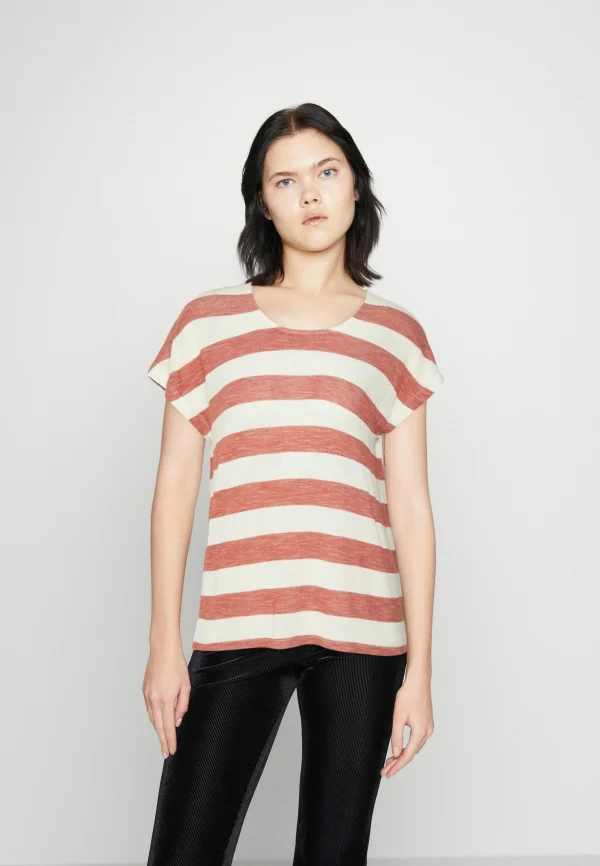 Vero Moda Vmwide Stripe – T-Shirt Imprimé – Marsala/Snow White magasin pour 1