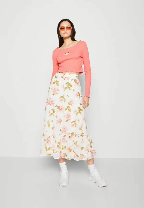 Top ventes Vila Vimilina Flower Midi Skirt – Jupe Trapèze – Snow White 3