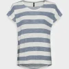 Vero Moda Tall Vmwide Stripe – T-Shirt Imprimé – China Blue/Snow White prix de gros 19