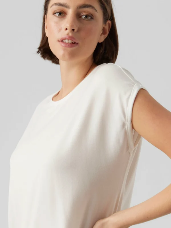 Retour Facile et Gratuit Vero Moda Vmava Plain Ss Gajrs Noos – T-Shirt Basique – Snow White 4