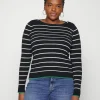 en solde Vero Moda Curve Vmalma Ls Boatneck Button Curve – Pullover – Black/Snow White/Bright Green 19