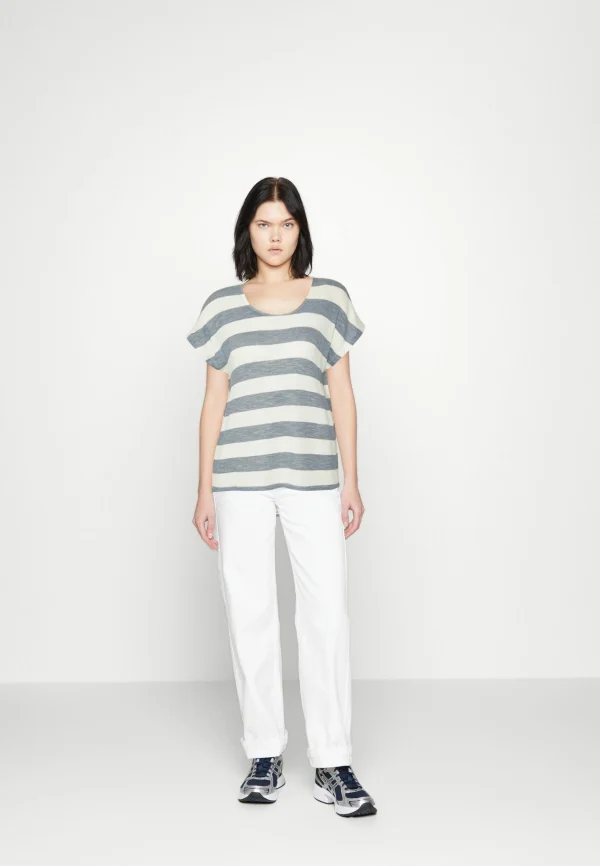 vente luxe pas cher Vero Moda Vmwide Stripe – T-Shirt Imprimé – China Blue/Snow White 3