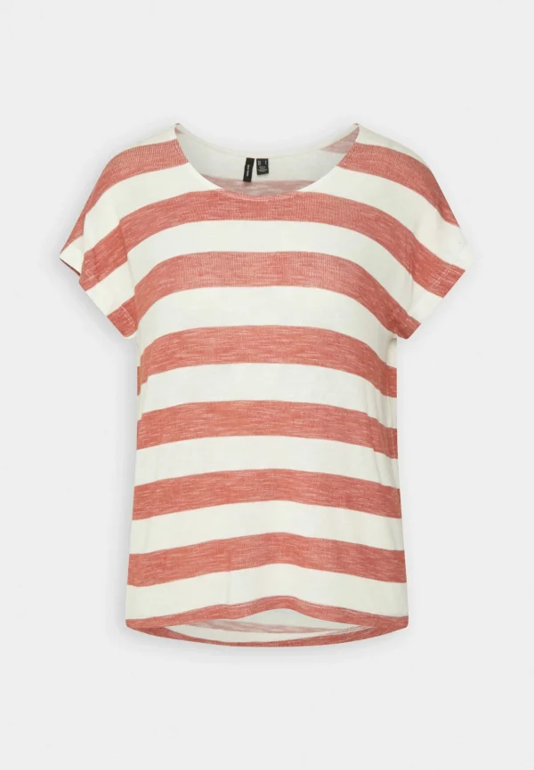 Vero Moda Vmwide Stripe – T-Shirt Imprimé – Marsala/Snow White magasin pour 5